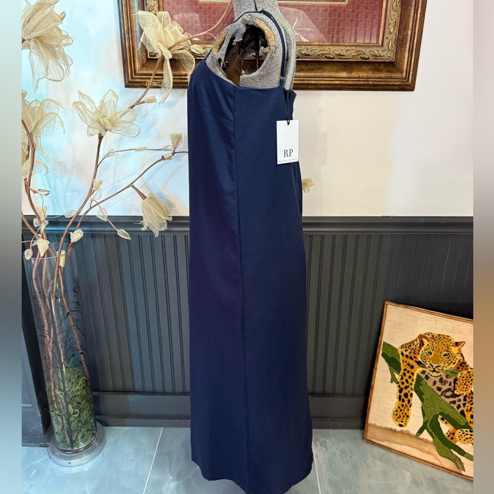 NWT Rachel Parcell Midi Column Linen Blend Dress in Navy ~ Size Small 💛🍄 - Picture 3 of 8